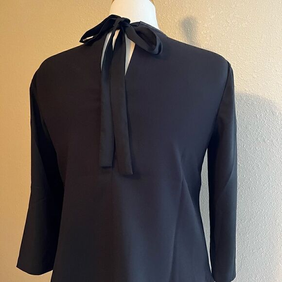 NWT Ann Taylor faux leather panel blouse - Picture 4 of 4